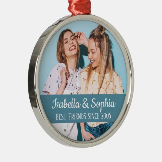 最高の永遠モダンBFFフォトトレンディー メタルオーナメント (右)
