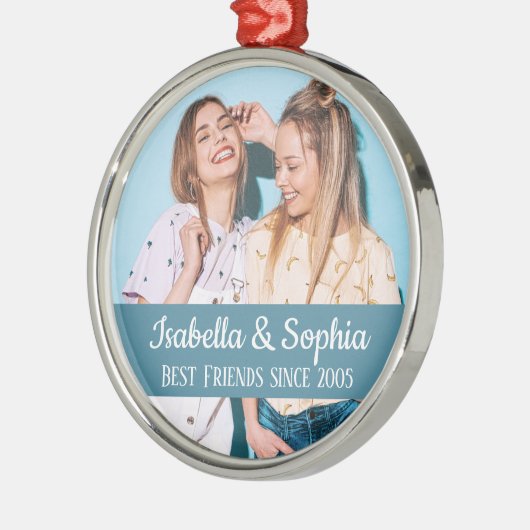 最高の永遠モダンBFFフォトトレンディー メタルオーナメント (左)
