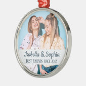 最高の永遠モダンBFFフォトトレンディー メタルオーナメント (左)