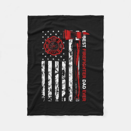 最高の消防士パパ フリースブランケット (正面)