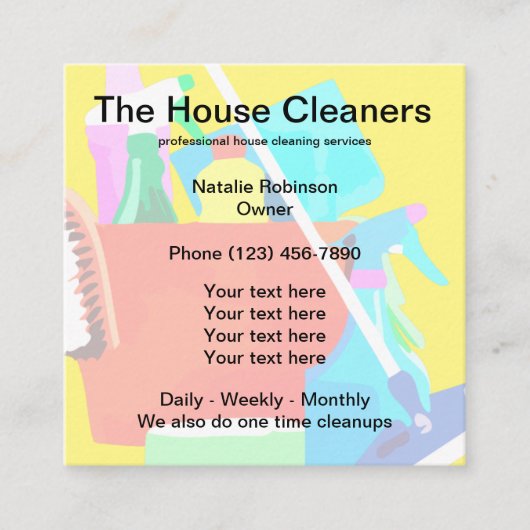 最高の清掃サービスモダン スクエア名刺 (正面)