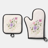 最高の無地のカラー銀色キルティング保温法 鍋つかみ&鍋敷きセット (正面)