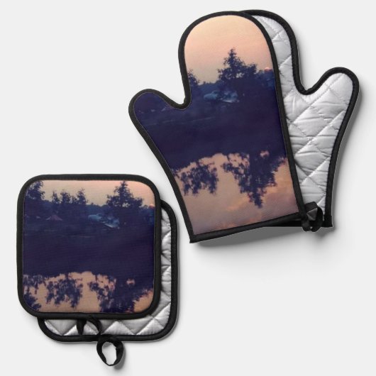 最高の無地のカラー銀色キルティング保温法 鍋つかみ&鍋敷きセット (正面/裏面)