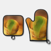 最高の無地のカラー銀色キルティング保温法 鍋つかみ&鍋敷きセット (正面)