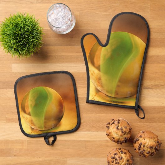 最高の無地のカラー銀色キルティング保温法 鍋つかみ&鍋敷きセット (トップダウン)