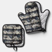 最高の無地のカラー銀色キルティング保温法 鍋つかみ&鍋敷きセット (正面/裏面)