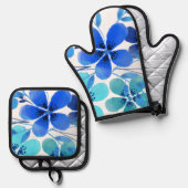 最高の無地のカラー銀色キルティング保温法 鍋つかみ&鍋敷きセット (正面/裏面)