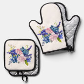 最高の無地のカラー銀色キルティング保温法 鍋つかみ&鍋敷きセット (正面/裏面)