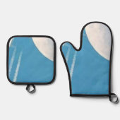 最高の無地のカラー銀色キルティング保温法 鍋つかみ&鍋敷きセット (正面)