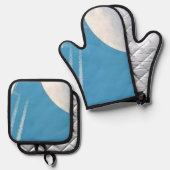 最高の無地のカラー銀色キルティング保温法 鍋つかみ&鍋敷きセット (正面/裏面)