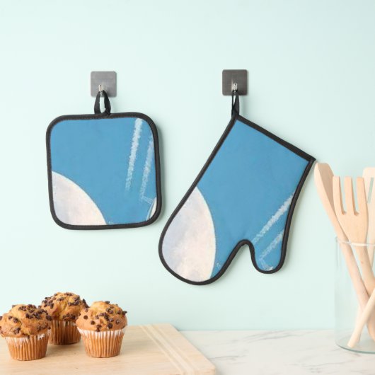 最高の無地のカラー銀色キルティング保温法 鍋つかみ&鍋敷きセット (インサイチュ (吊り下げ))