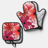 最高の無地のカラー銀色キルティング保温法 鍋つかみ&鍋敷きセット (正面/裏面)