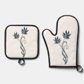 最高の無地のカラー銀色キルティング保温法 鍋つかみ&鍋敷きセット (正面)