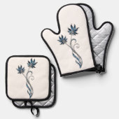 最高の無地のカラー銀色キルティング保温法 鍋つかみ&鍋敷きセット (正面/裏面)