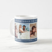 最高の父さんお誕生日おめでとう フォトコラージュ ブルー コーヒーマグカップ (正面左)
