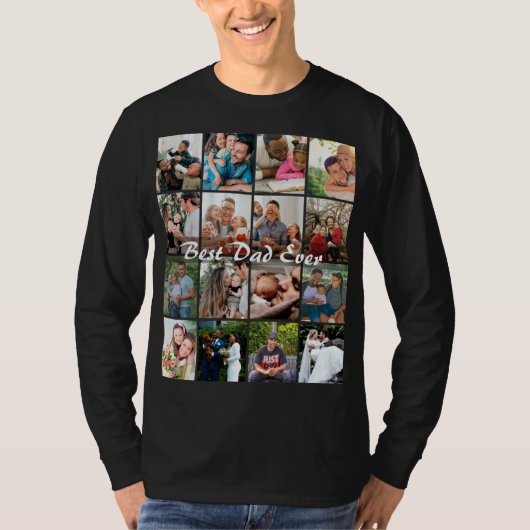 最高の父さん 16枚フォトコラージュ パーソナライズド Tシャツ (正面)