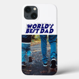 最高の父さん 3Dテキスト ダークブルー 写真 iPhone 13ケース