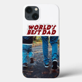 最高の父さん 3Dテキスト バーガンディー お写真入り iPhone 13ケース