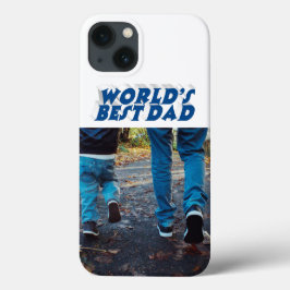 最高の父さん 3Dテキスト Sea Blue フォト iPhone 13ケース