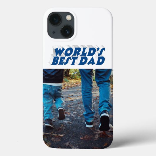 最高の父さん 3Dテキスト Sea Blue フォト Case-Mate iPhoneケース (裏面)