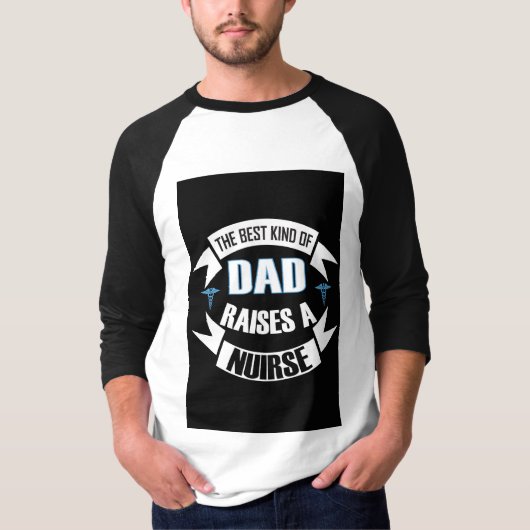 最高の父は看護師を育てる 黒白 Tシャツ (正面)