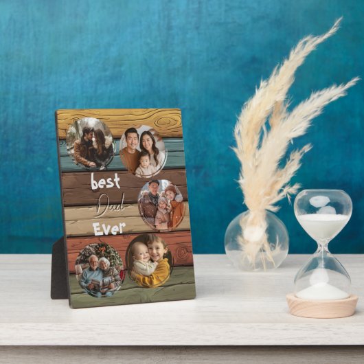 最高の父へ 木製背景 カラフル1 フォトプラーク (側面)