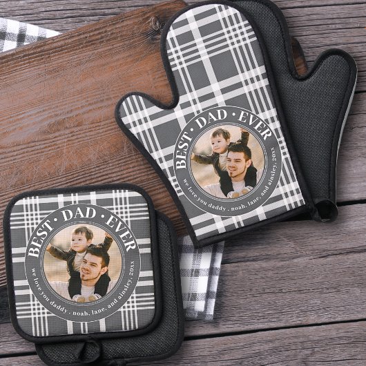 最高の父エバーカスタム家族フォトプライドパパ 鍋つかみ&鍋敷きセット