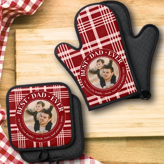 最高の父エバーカスタム家族フォトプライドパパ 鍋つかみ&鍋敷きセット