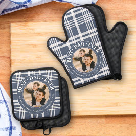 最高の父エバーカスタム家族フォトプライドパパ 鍋つかみ&鍋敷きセット