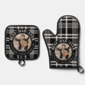 最高の父エバーカスタム家族フォトプライドパパ 鍋つかみ&鍋敷きセット (正面)