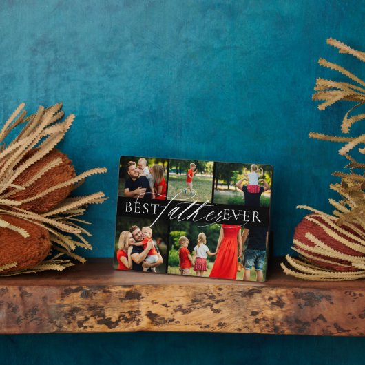 最高の父エレガントは五つの写真コラージュ黒 フォトプラーク (側面)