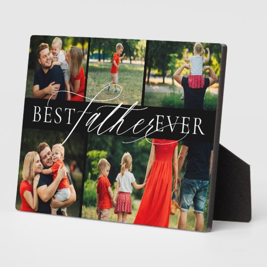 最高の父エレガントは五つの写真コラージュ黒 フォトプラーク (側面)