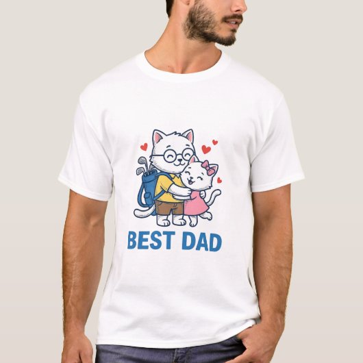 最高の父ゴルフ猫ハグ かわいいベクターデザイン_1 Tシャツ (正面)
