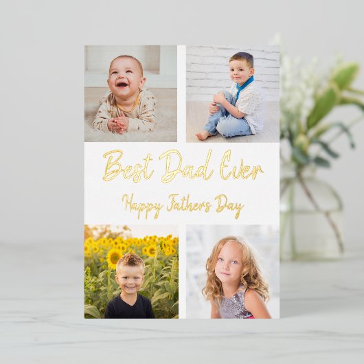 最高の父フォトコラージュ 父の日カード 箔招待状 (立ち正面)