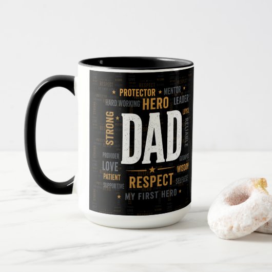 最高の父マグカップ｜英雄パパに敬意を | Dad Respect Mug マグカップ (ドーナツ付き)