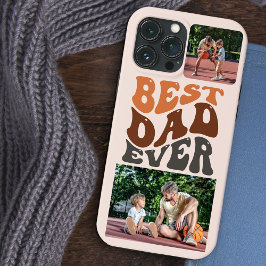 最高の父2枚の写真とグルービーレトロタイポグラフィー iPhone 13 PRO MAXケース