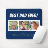 最高の父3枚の写真ダークブルー マウスパッド (マウス)