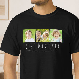 最高の父3枚の写真モダンなタイポグラフィ Tシャツ