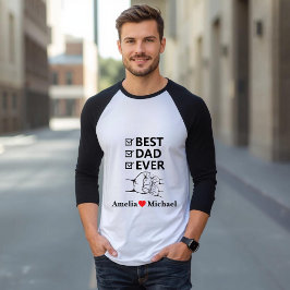 最高の父3/4スリーブパーソナライズドTシャツ Tシャツ