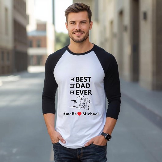 最高の父3/4スリーブパーソナライズドTシャツ Tシャツ
