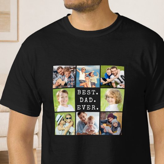 最高の父8枚フォトコラージュ Tシャツ