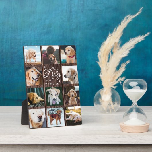 最高の犬が記念写真素朴コラージュ木材 フォトプラーク (側面)