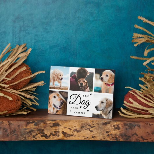 最高の犬が記念手の写真モダンコラージュ フォトプラーク (側面)