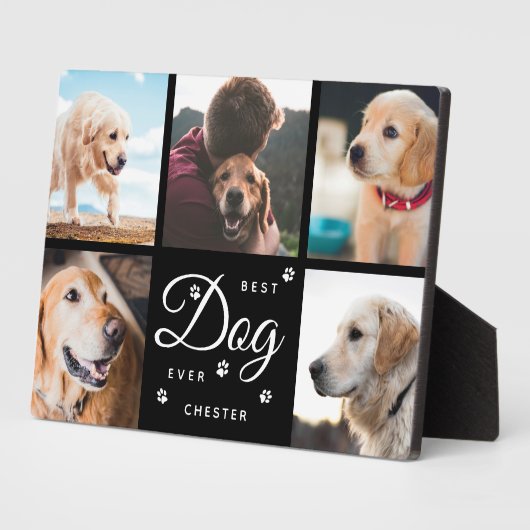 最高の犬が記念手の写真モダンコラージュ フォトプラーク (側面)