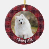 最高の犬のカスタム名クリスマス ペットギフト セラミックオーナメント (正面)
