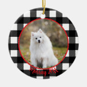 最高の犬のカスタム名プレイドクリスマス セラミックオーナメント (正面)