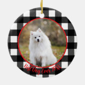 最高の犬のカスタム名プレイドクリスマス セラミックオーナメント (裏面)