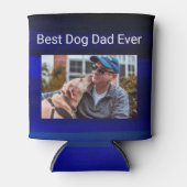 最高の犬のパパカスタム写真とブルー絵画ズ 缶クーラー (正面)