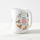 最高の犬のママギフトマグカップ コーヒーマグカップ (正面右)