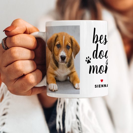 最高の犬のママ写真付きパウプリント コーヒーマグカップ